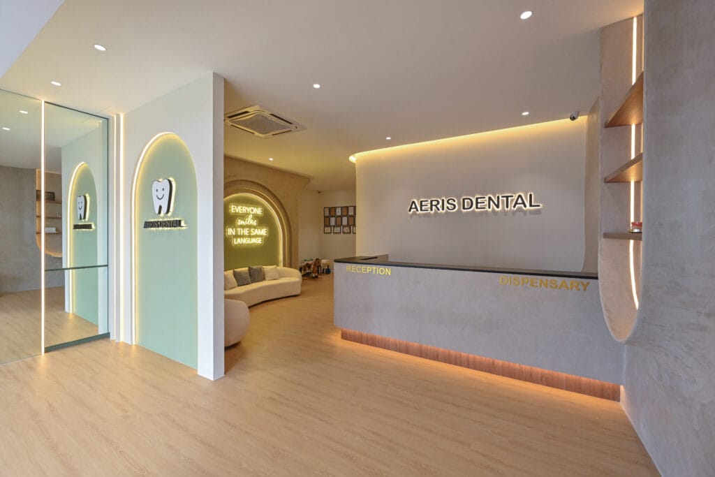 Modern dental clinic reception area at Aeris Dental